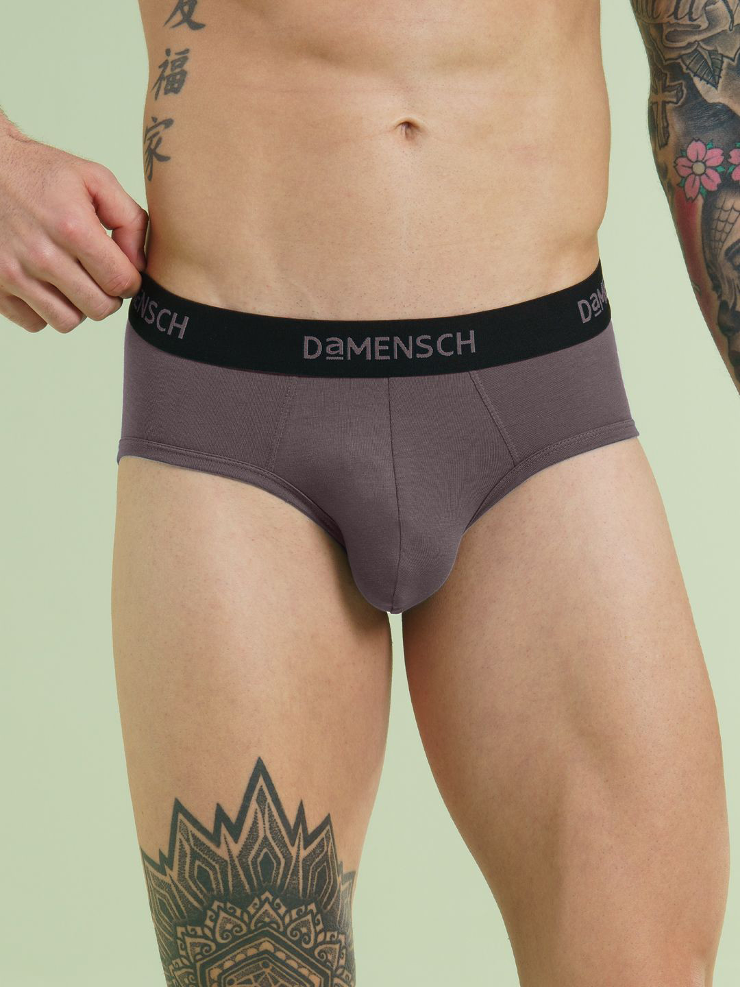 DAMENSCH Mid Rise Anti Bacterial Cotton Stretchable Basic Brief BR1087-MDRGRY-Modern Grey