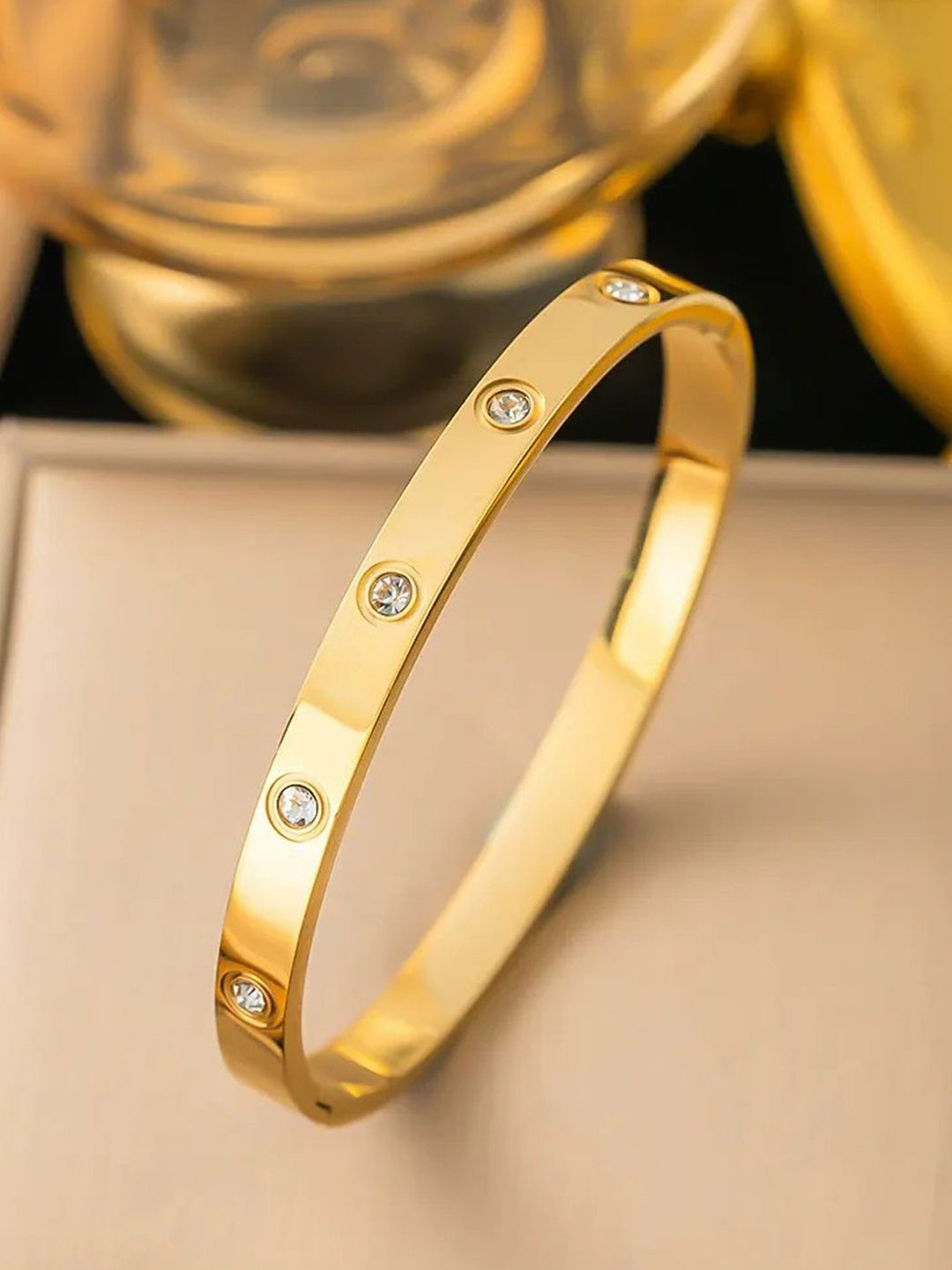 KRENOZ Crystals Studded Bangle-Style Bracelet