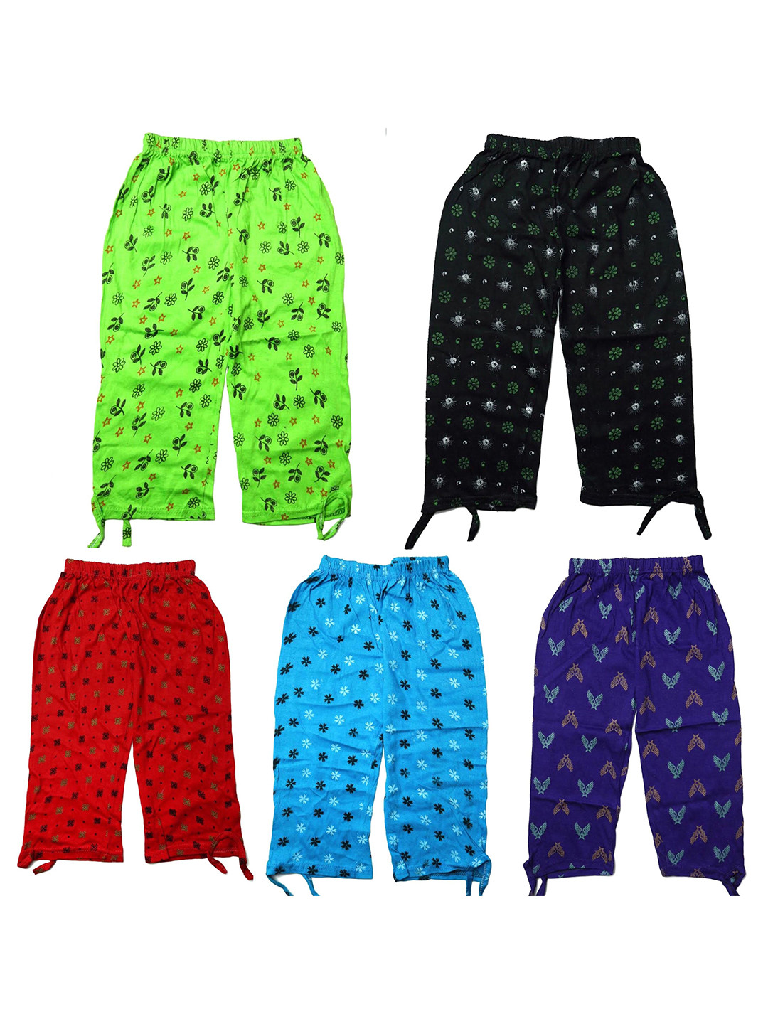 Arketa Girls Pack Of 5 Printed Cotton Capris