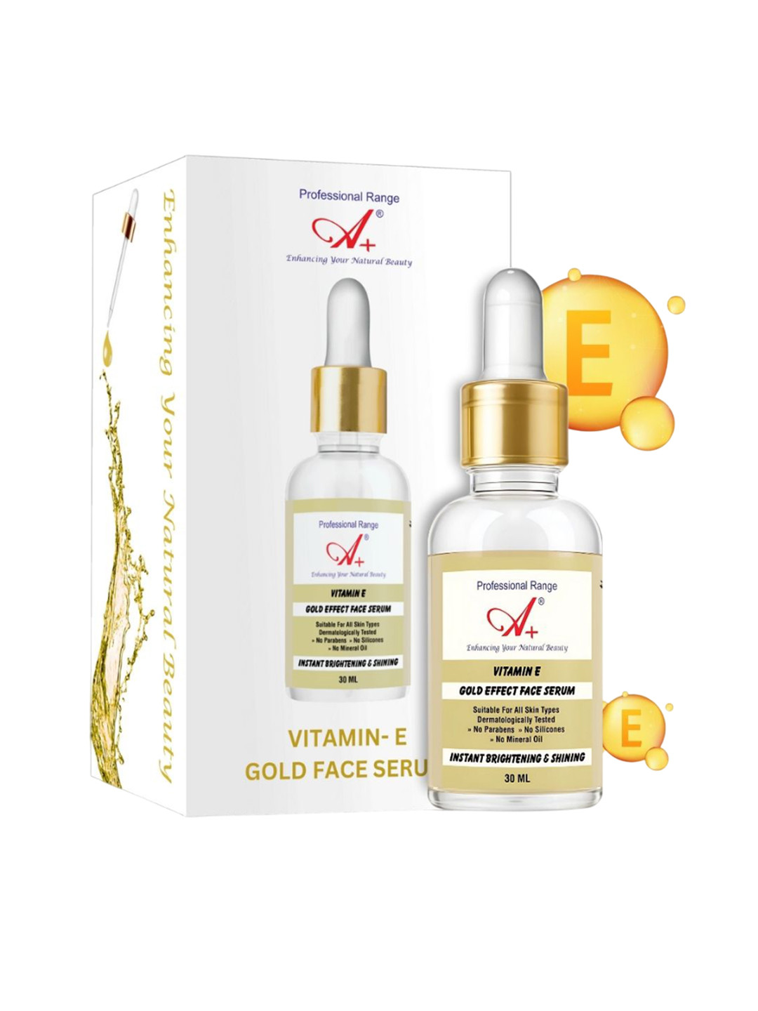 A+ Professional Range Vitamin E Gold Effect Face Serum - 30 ml