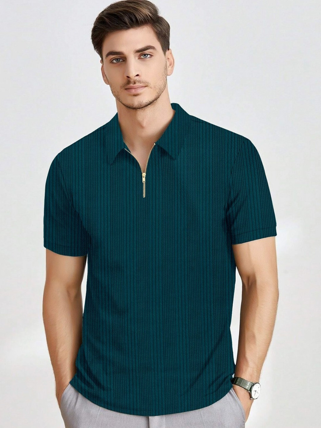 HAPPY KHAJANA Men Polo Collar T-shirt