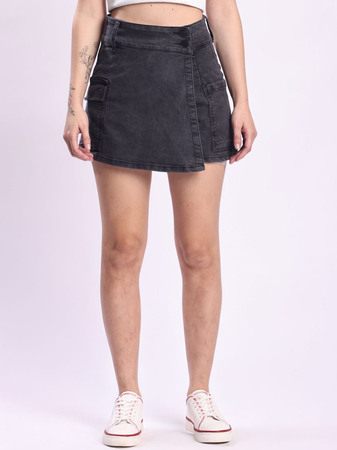 Bene Kleed A-Line Mid Rise Denim Skorts