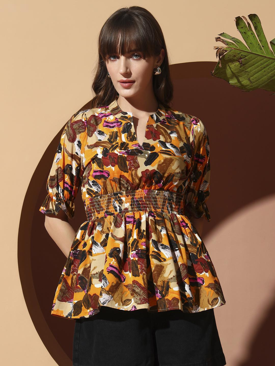 LookShine Women Brown Polyester Printed Tops