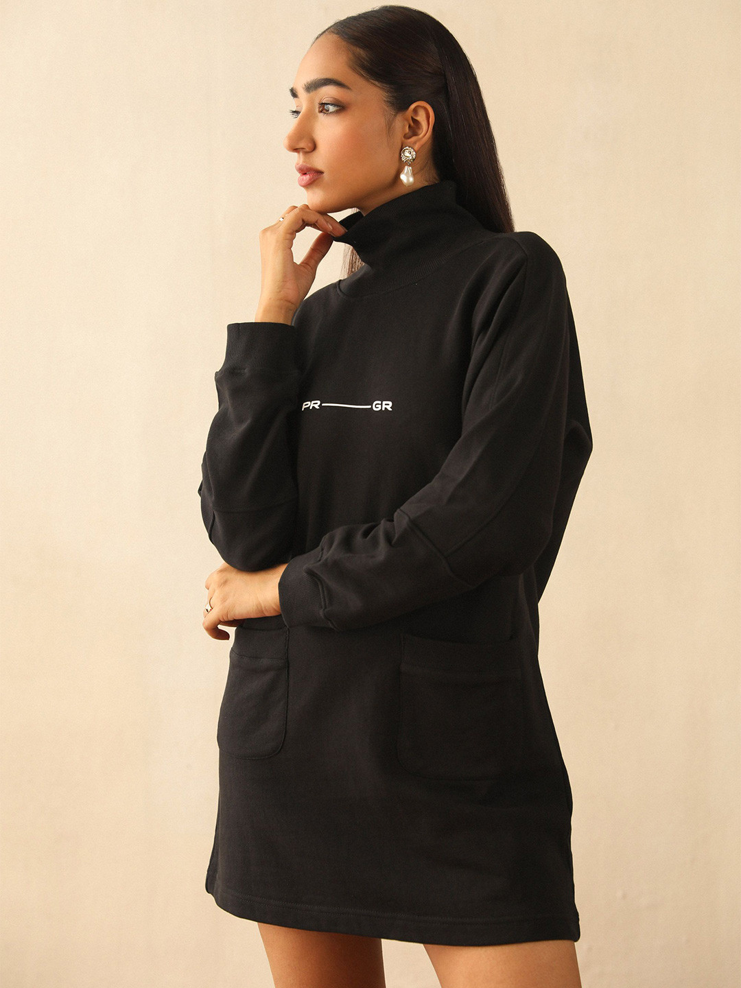 PRIMAL GRAY High Neck Sweater Dress