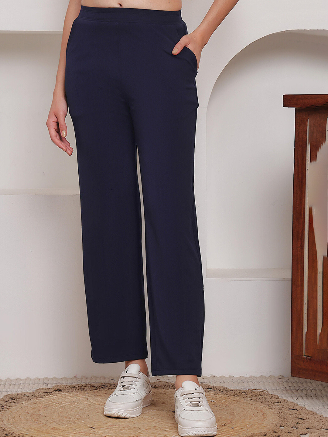 WELL KEPT Women Solid Straight Fit Track Pant