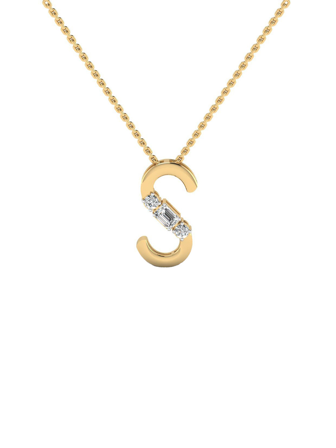 SHINE ETERNAL 18K Yellow Gold Lab Grown Diamond 'S' Alphabet pendant-1.827g