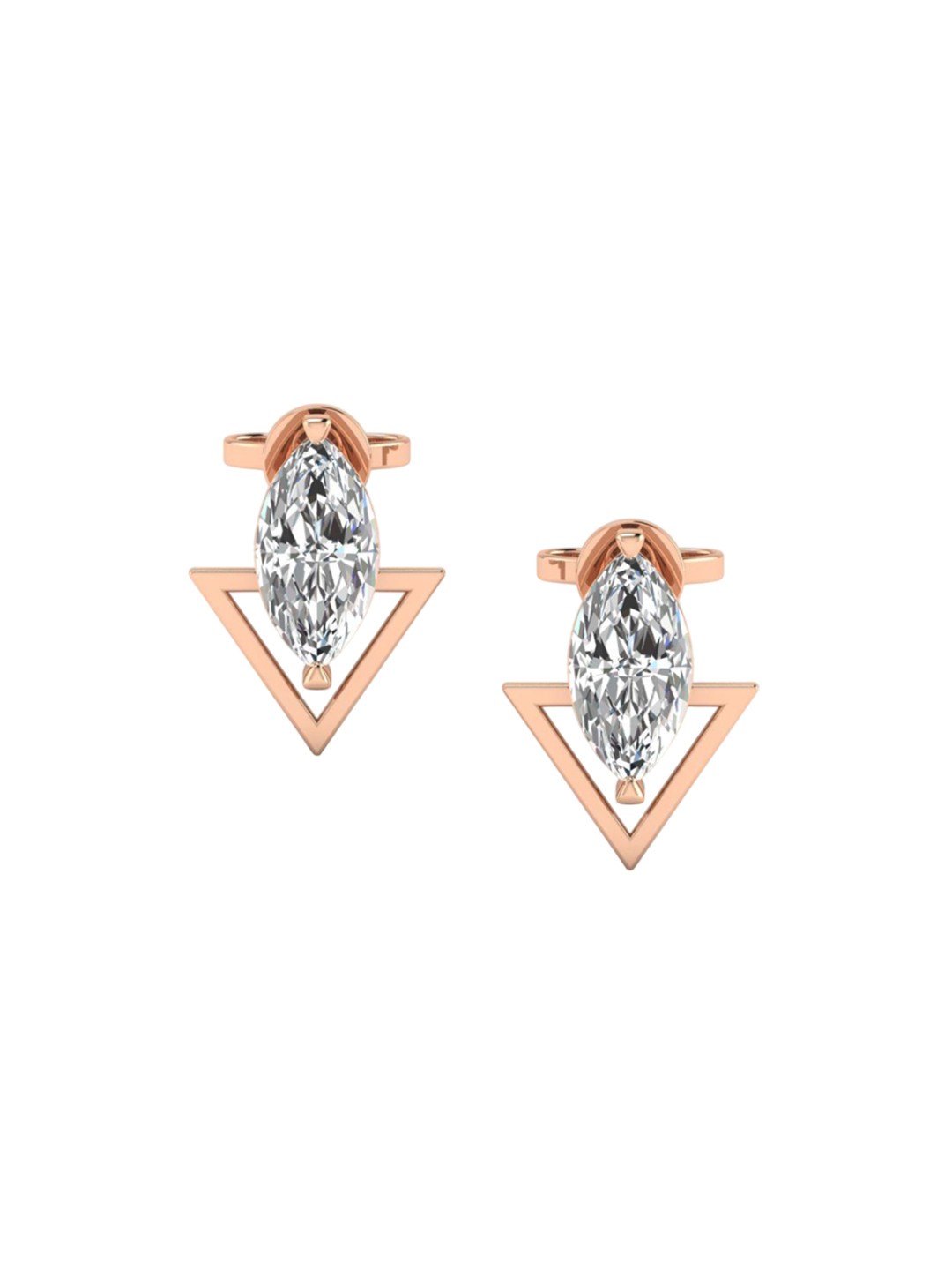 SHINE ETERNAL 18 Kt Rose Gold Lab Grown Diamond Marquise Inverted Luxe Earrings