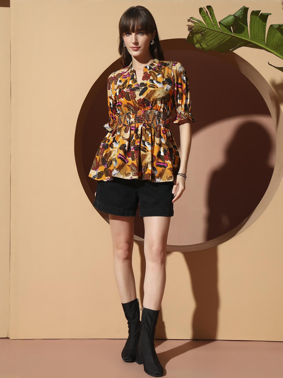 LookShine Women Brown Polyester Printed Tops