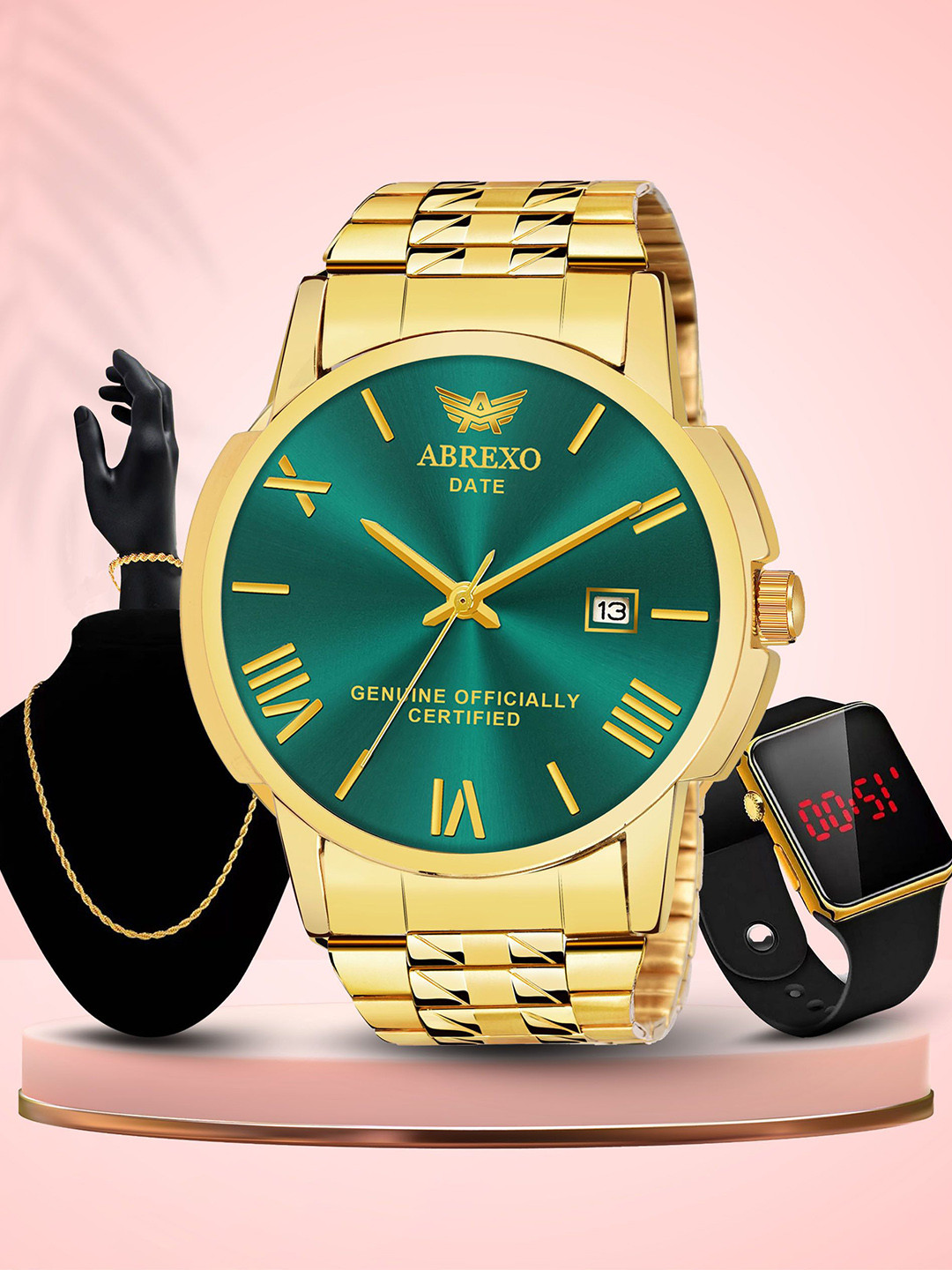 Abrexo Men Bracelet Style Straps Analogue Watch Abx4005-Green Plus C2 Combo Plus