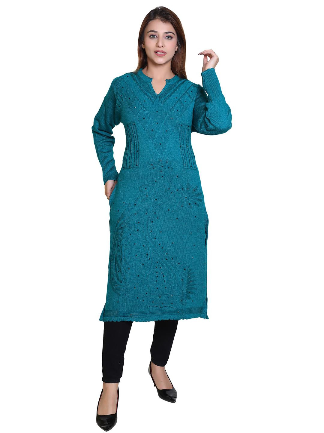 JAPROZ Women Green Wool  Kurtas