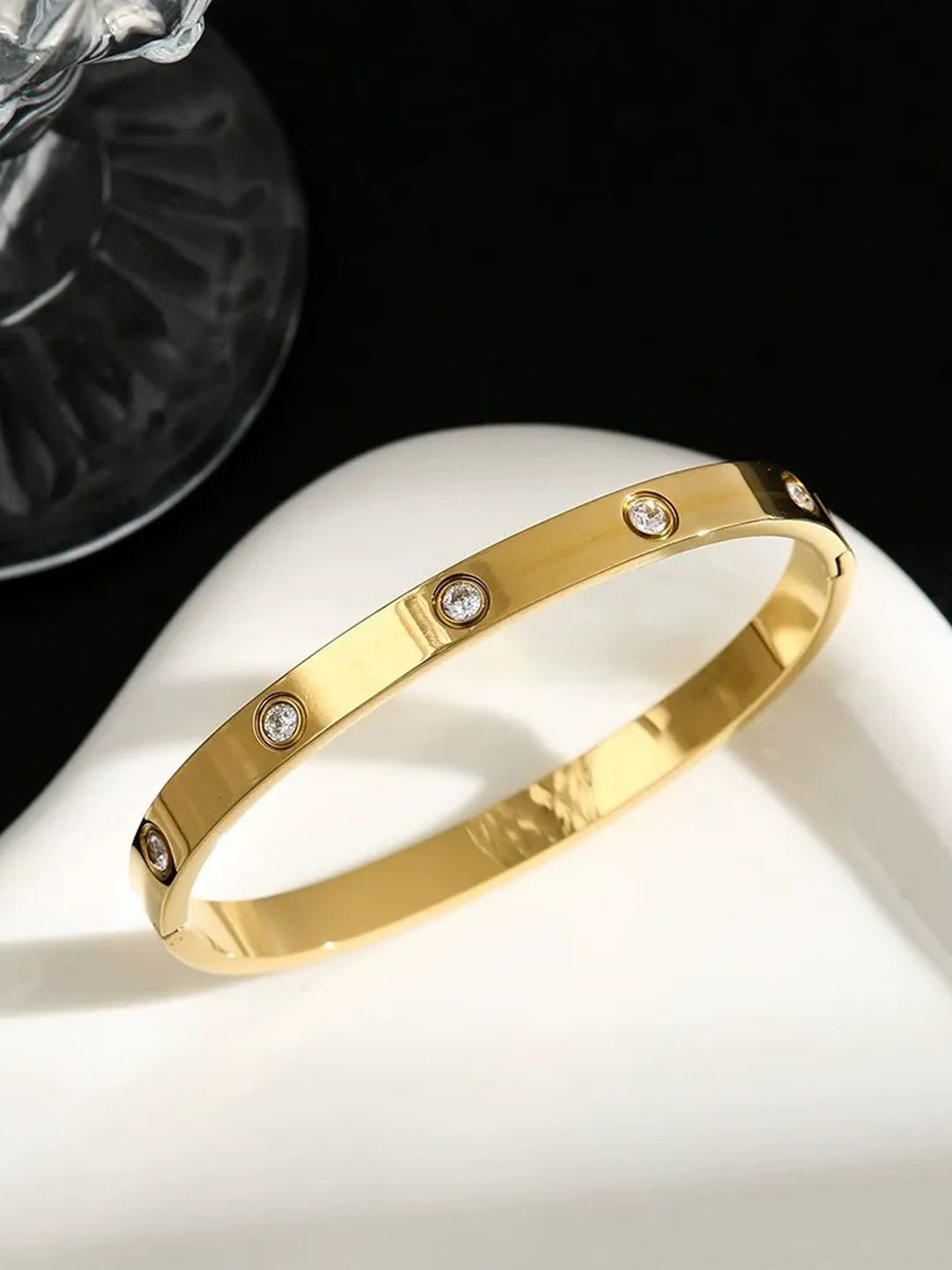 KRENOZ Crystals Studded Bangle-Style Bracelet