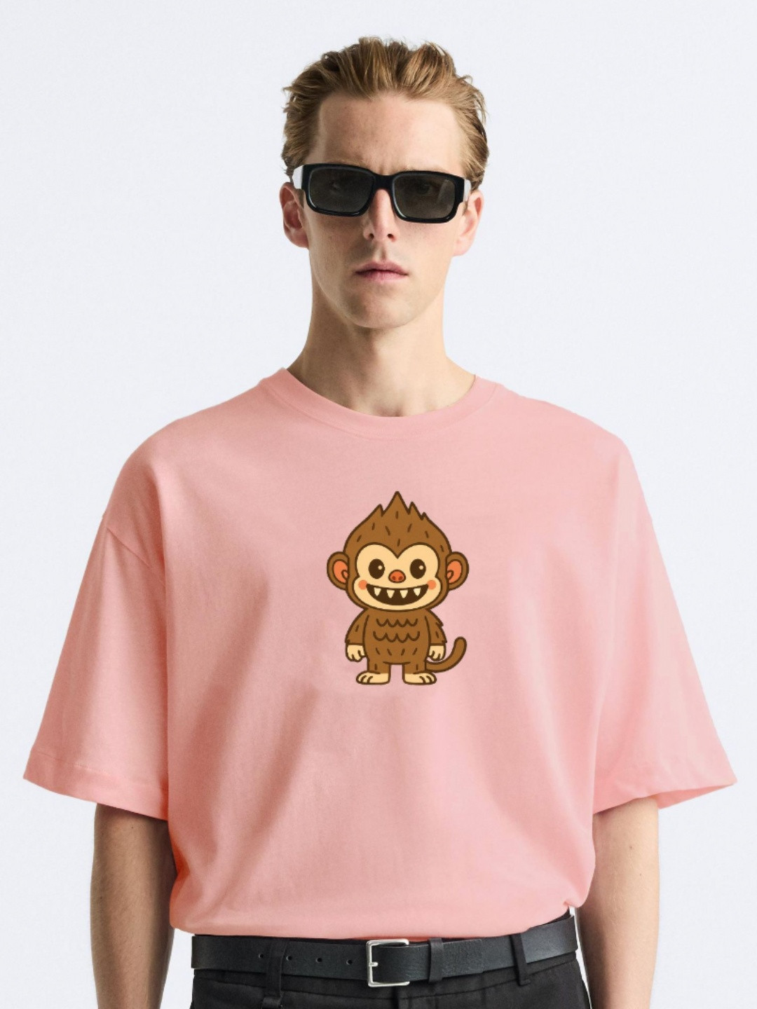 MISCHIEF MONKEY Labubu Graphic Printed Round Neck Pure Cotton Oversized T-shirt