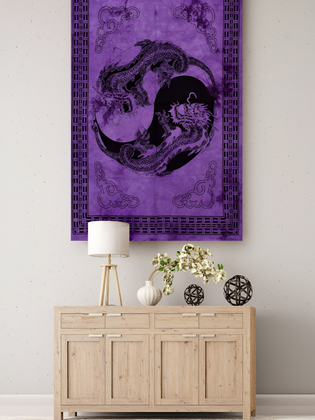 HANDICRAFT PALACE Yin Yang Mandala Printed Cotton Wall HangingTapestry