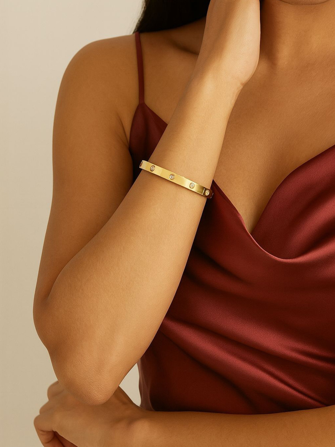 ZEVORA 18k Gold Plated Bracelet With American Diamond