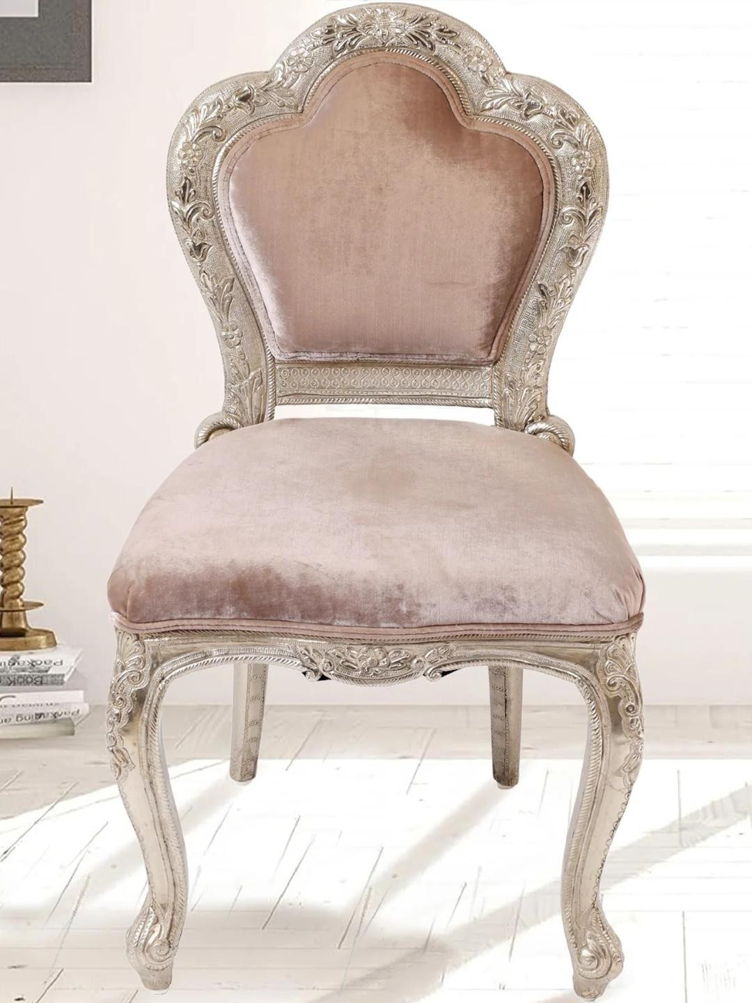 House Of Accents Wooden German Silver Finish Lounge Chair