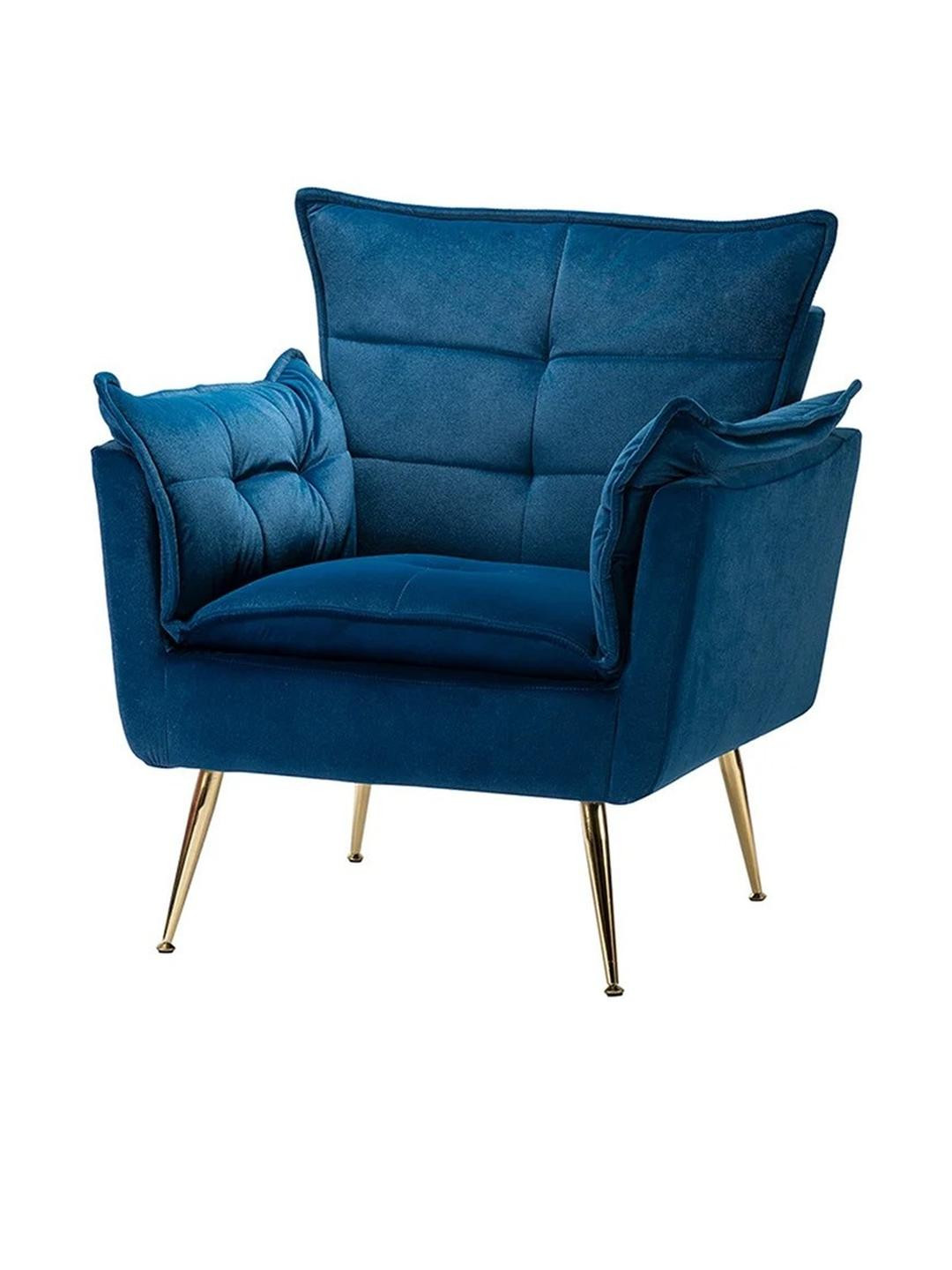 DOE BUCK Blue Wood Cushion Lounge Chair