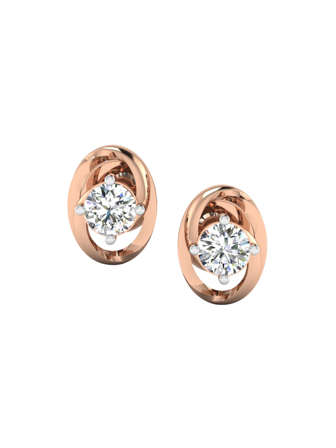 SHINE ETERNAL 18 Kt Rose Gold Lab Grown Diamond Swirling Diamond Stud Earrings