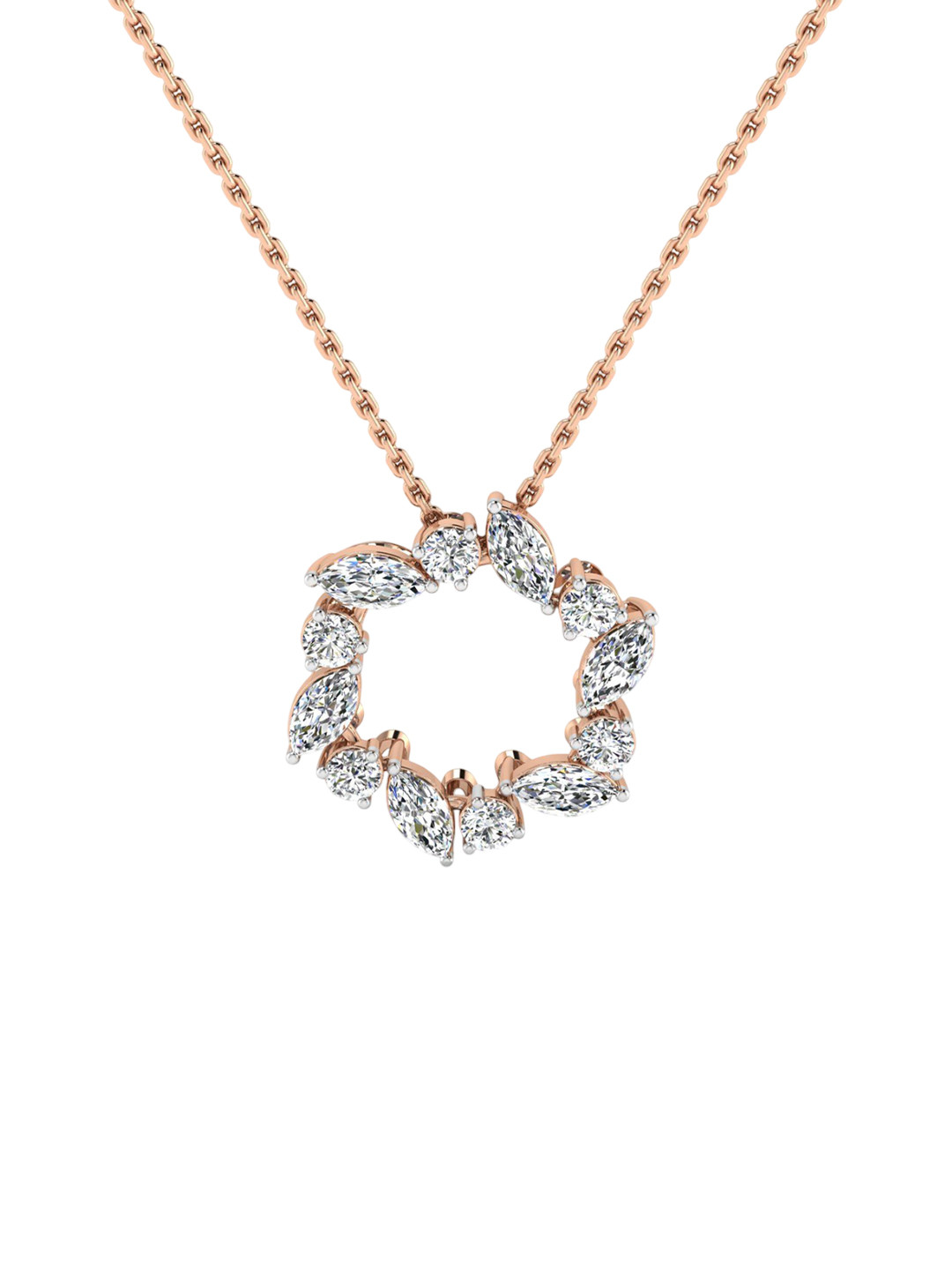 SHINE ETERNAL 18K Rose Gold Lab Grown Diamond Celestial Circle Pendant-1.933g