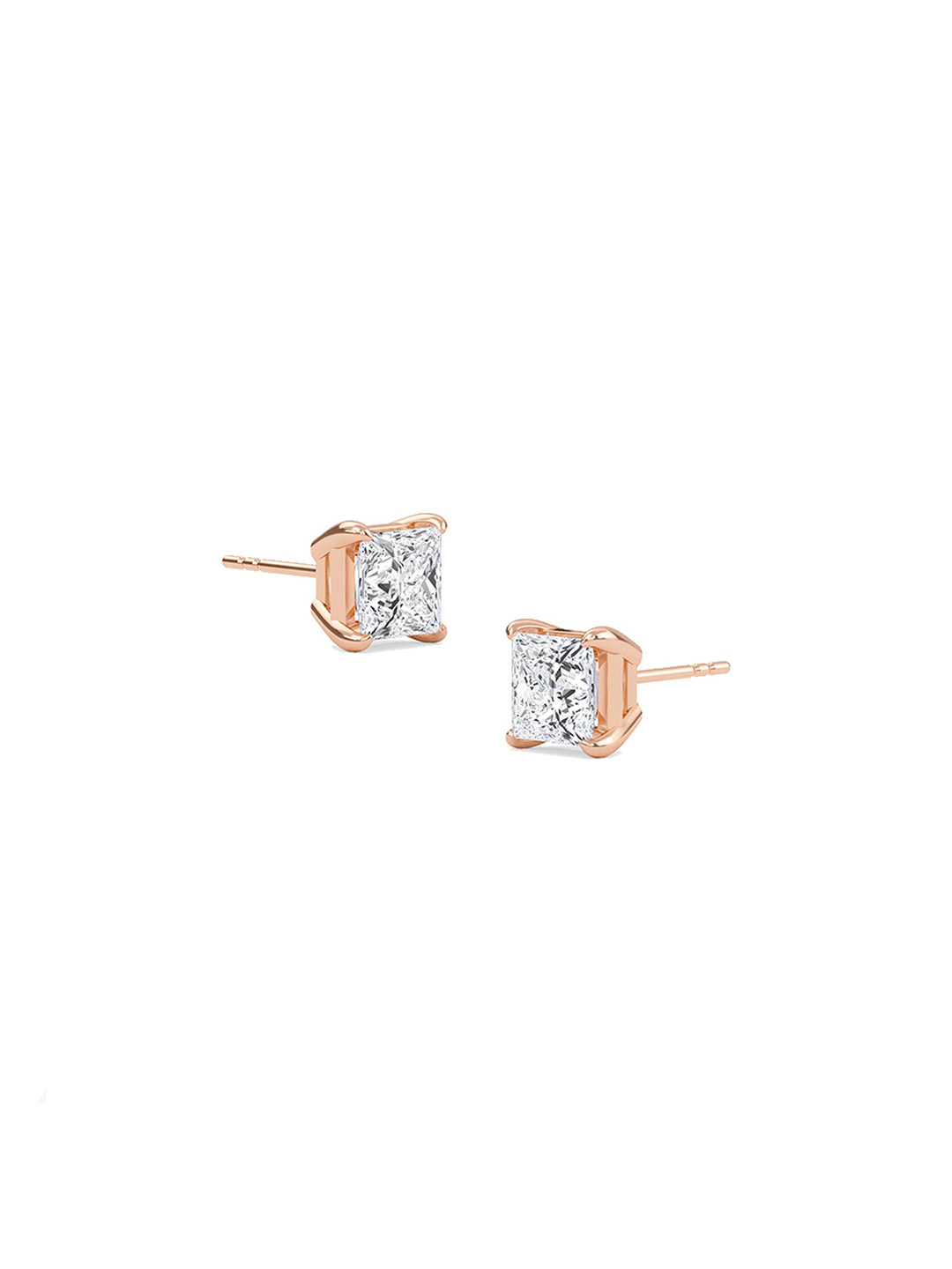 SHINE ETERNAL 14 Kt Rose Gold Lab Grown Diamond Classic Solitaire Earrings