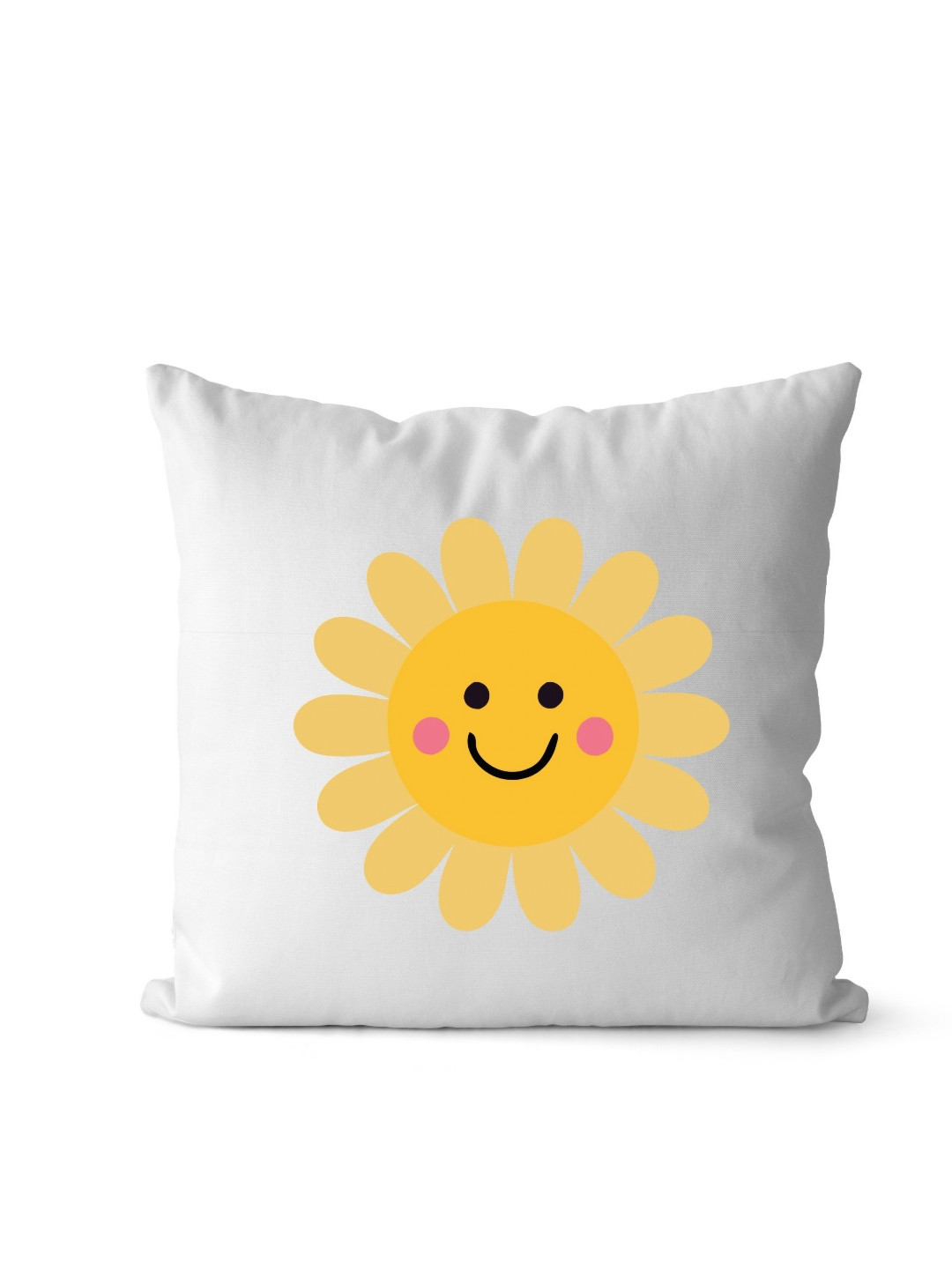 Loops n knots White & Yellow Happy Sun Printed Pre-Filled Cushion