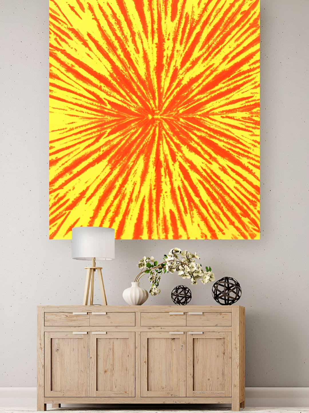 HANDICRAFT PALACE Yellow & Orange Lahariya Printed Pure Cotton Wall Hanging Tapestry