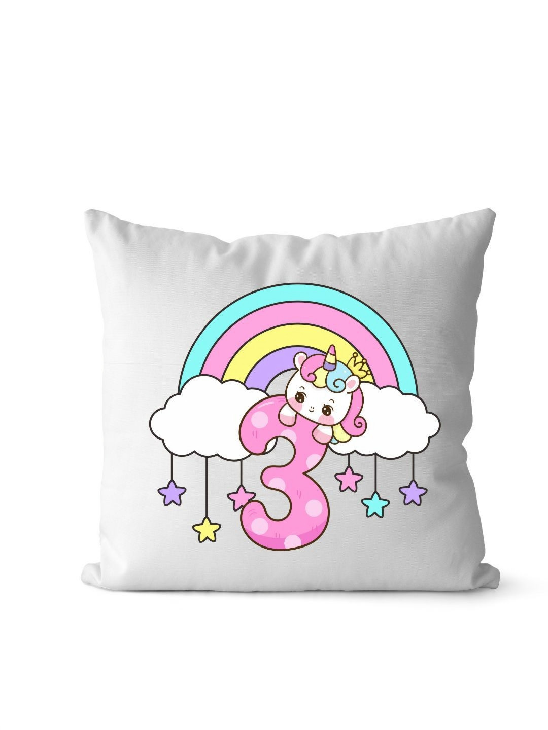 Loops n knots 3rd Birthday Unicorn Cushion with Filler