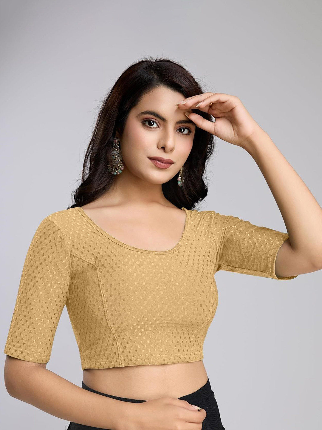 SHREEJI DESIGNER Woven Design Fully Stretchable Cotton Saree Blouse