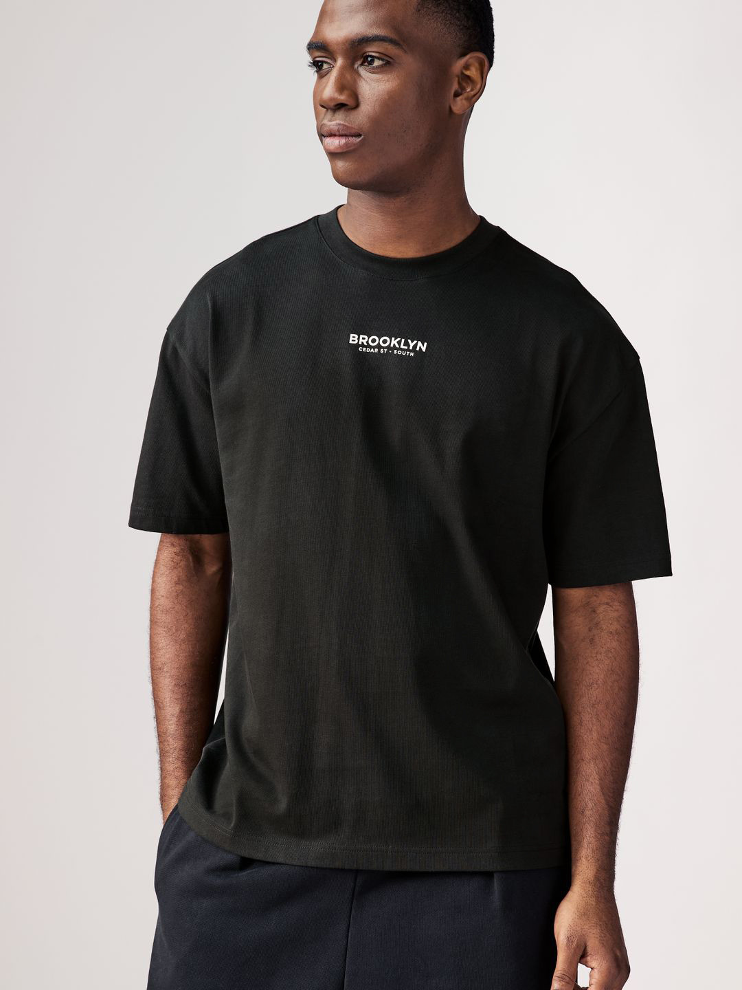 NEXT Pack of 3 Drop-Shoulder Heavyweight Cotton Relaxed Fit T-shirt
