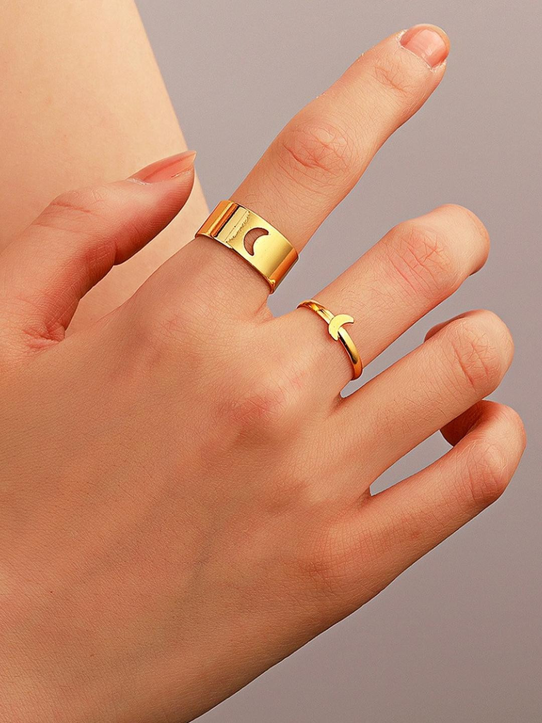 TheVineGirl Golden Moon Matching Couple Ring