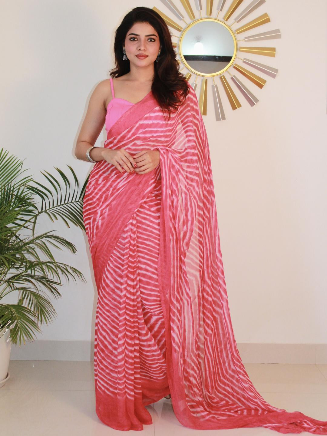 Sita Lehriya Printed Pure Georgette Bagh Saree