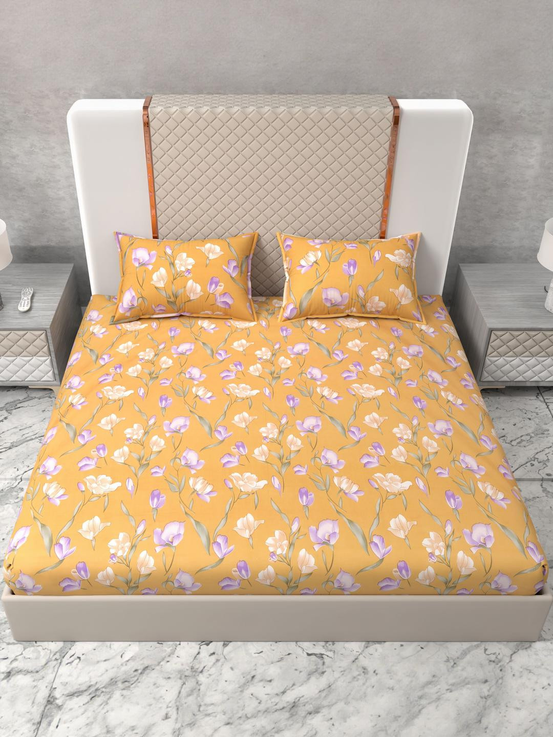 Wings Star Multi Floral Cotton Super King Bedsheets