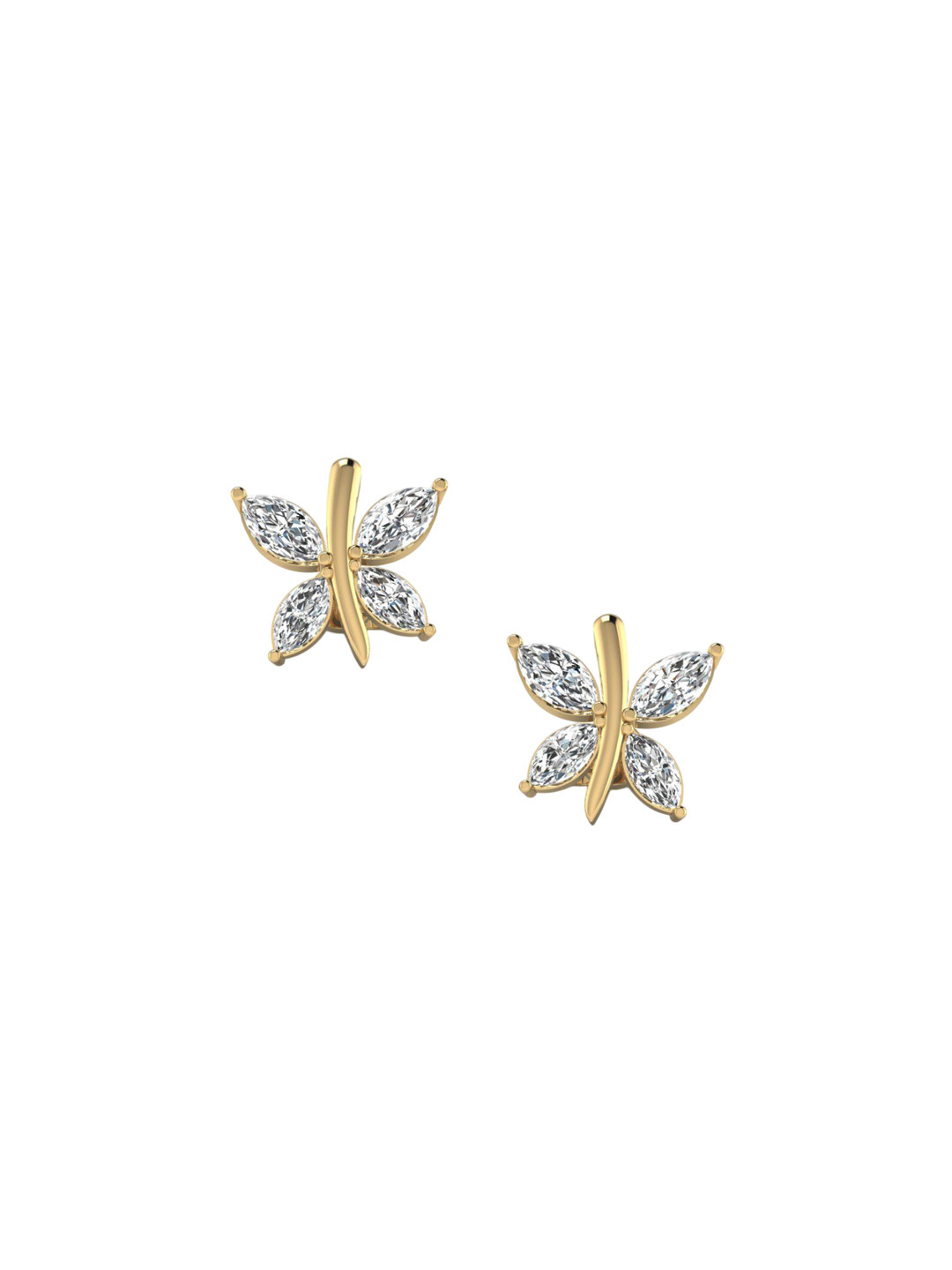 SHINE ETERNAL 18 Kt Yellow Gold Lab Grown Diamond Ethereal Butterfly Diamond Earrings
