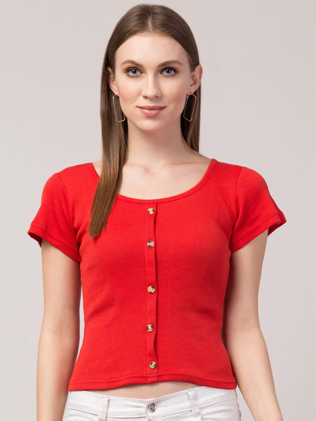 Western DarjiWomen Round Neck Cotton Regular Crop Top