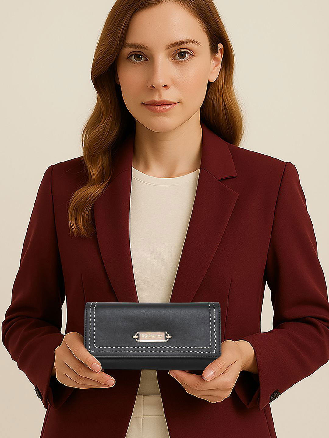 ESBEDA Black Classic Stitch Wallet