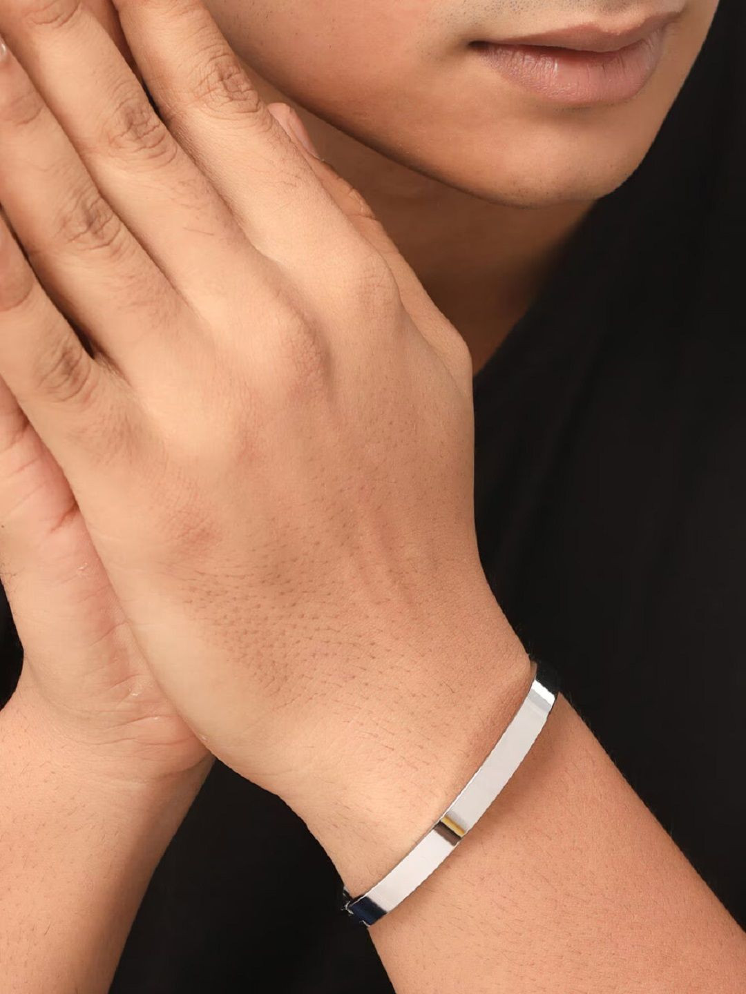 Vivnits Unisex Stainless Steel Silver-Plated Kada Bracelets