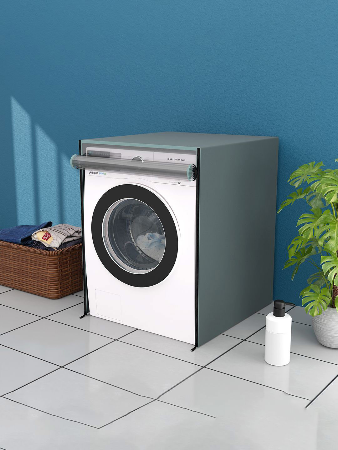 Kuber Industries Grey Anti-Dust Front Load Washing MachineC over