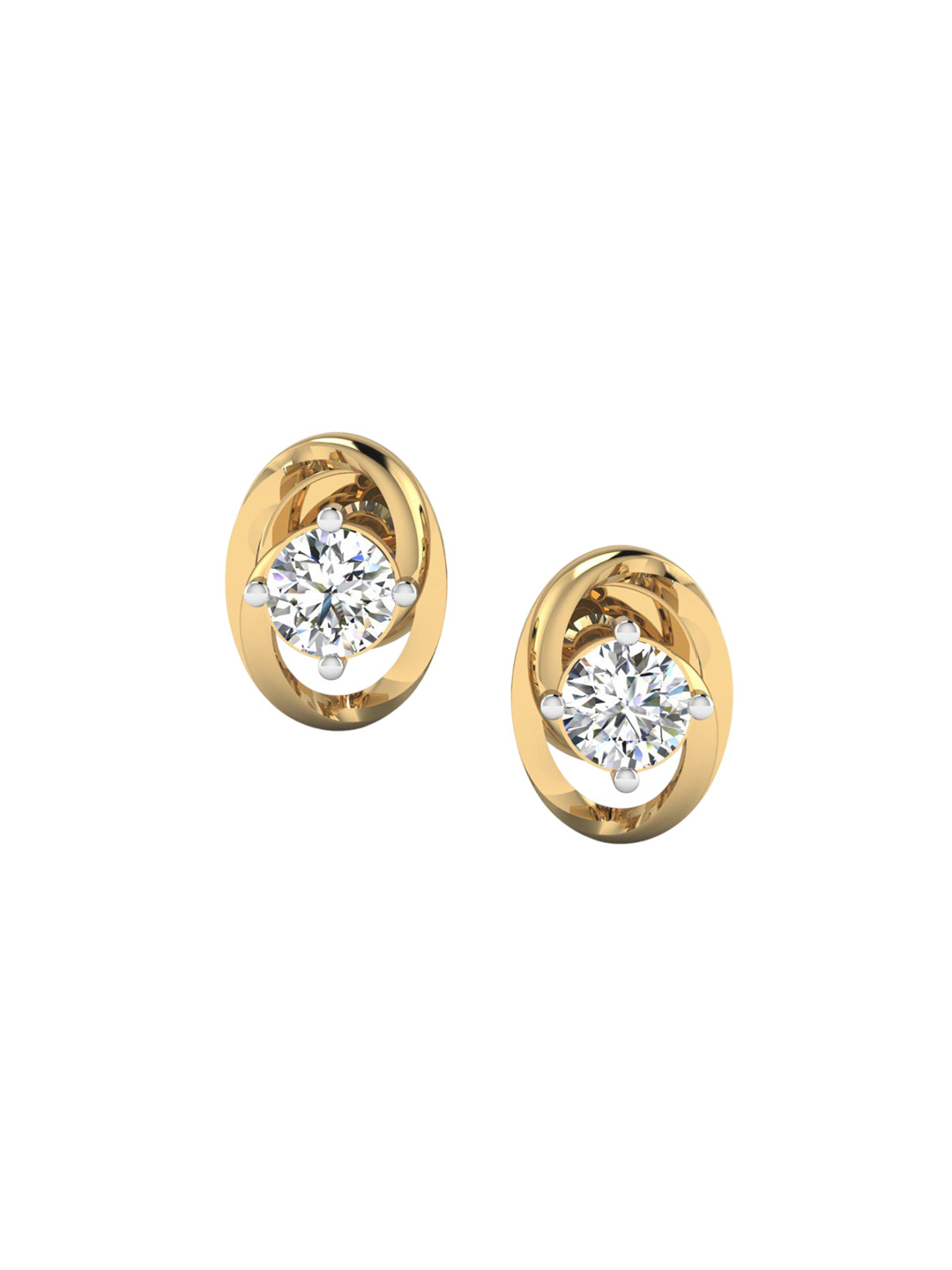 SHINE ETERNAL 14 Kt Yellow Gold Lab Grown Diamond Swirling Diamond Stud Earrings