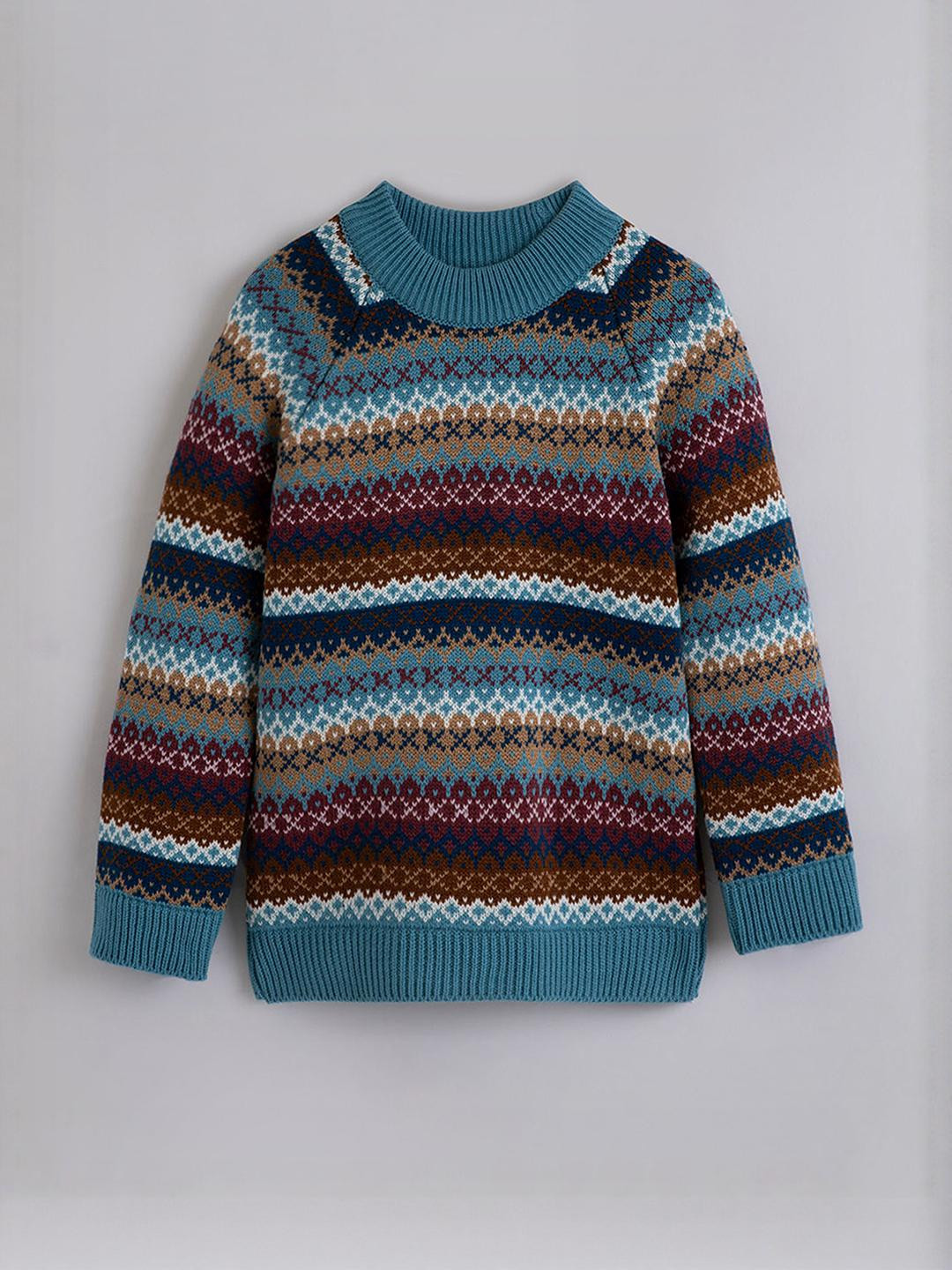Hopscotch Kids Boys Muticolor Striped Pullover