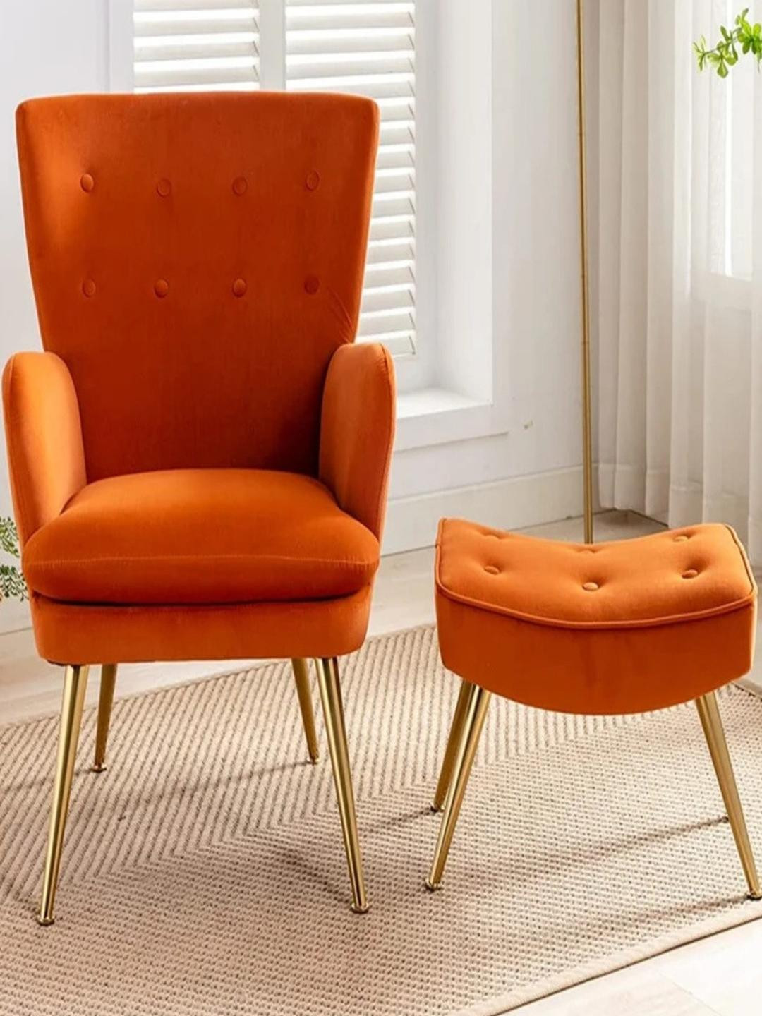 DOE BUCK Orange Wood WILBAR Lounge Chair