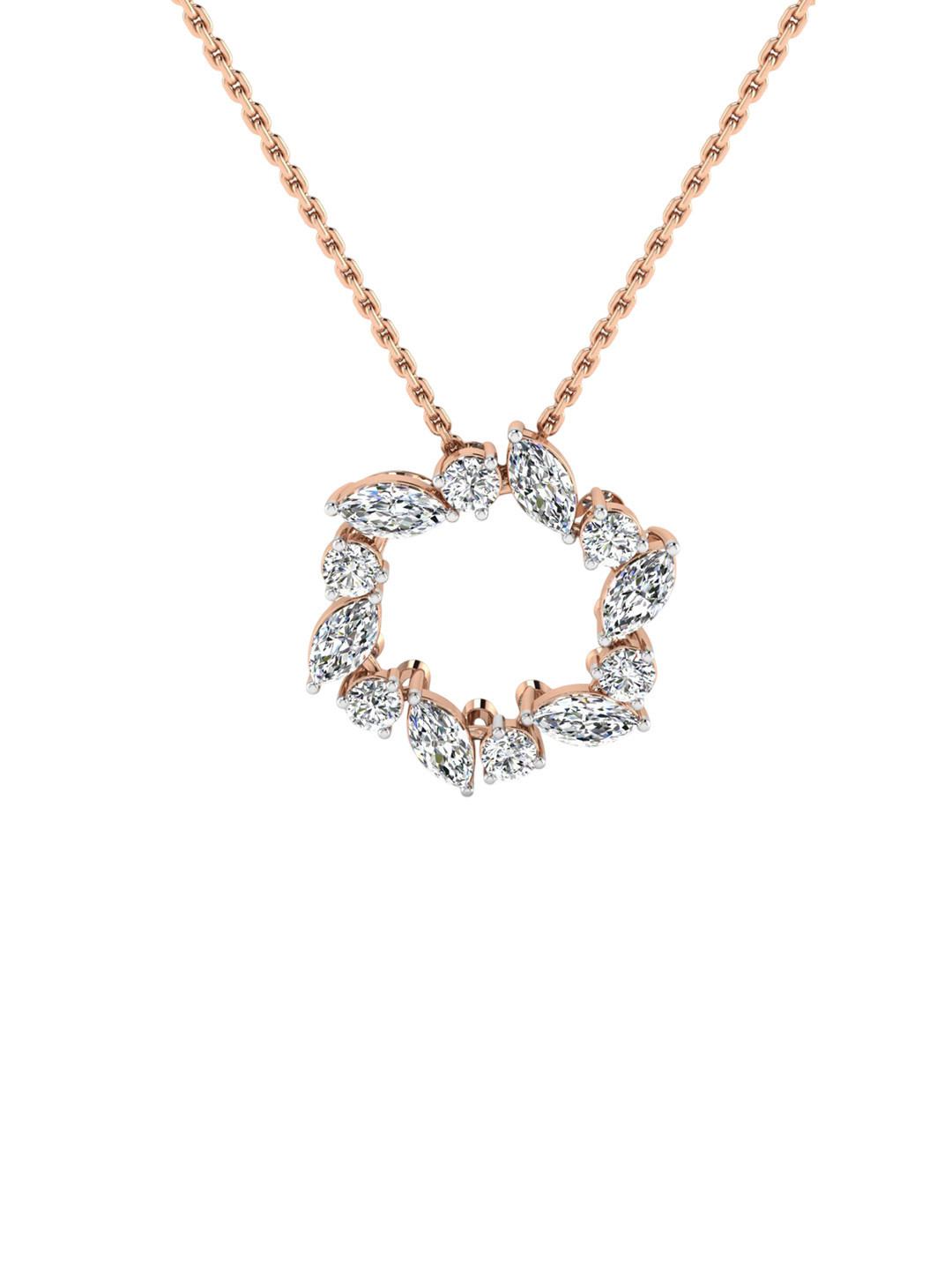 SHINE ETERNAL 14K Rose Gold Lab Grown Diamond Celestial Circle Pendant-1.661g