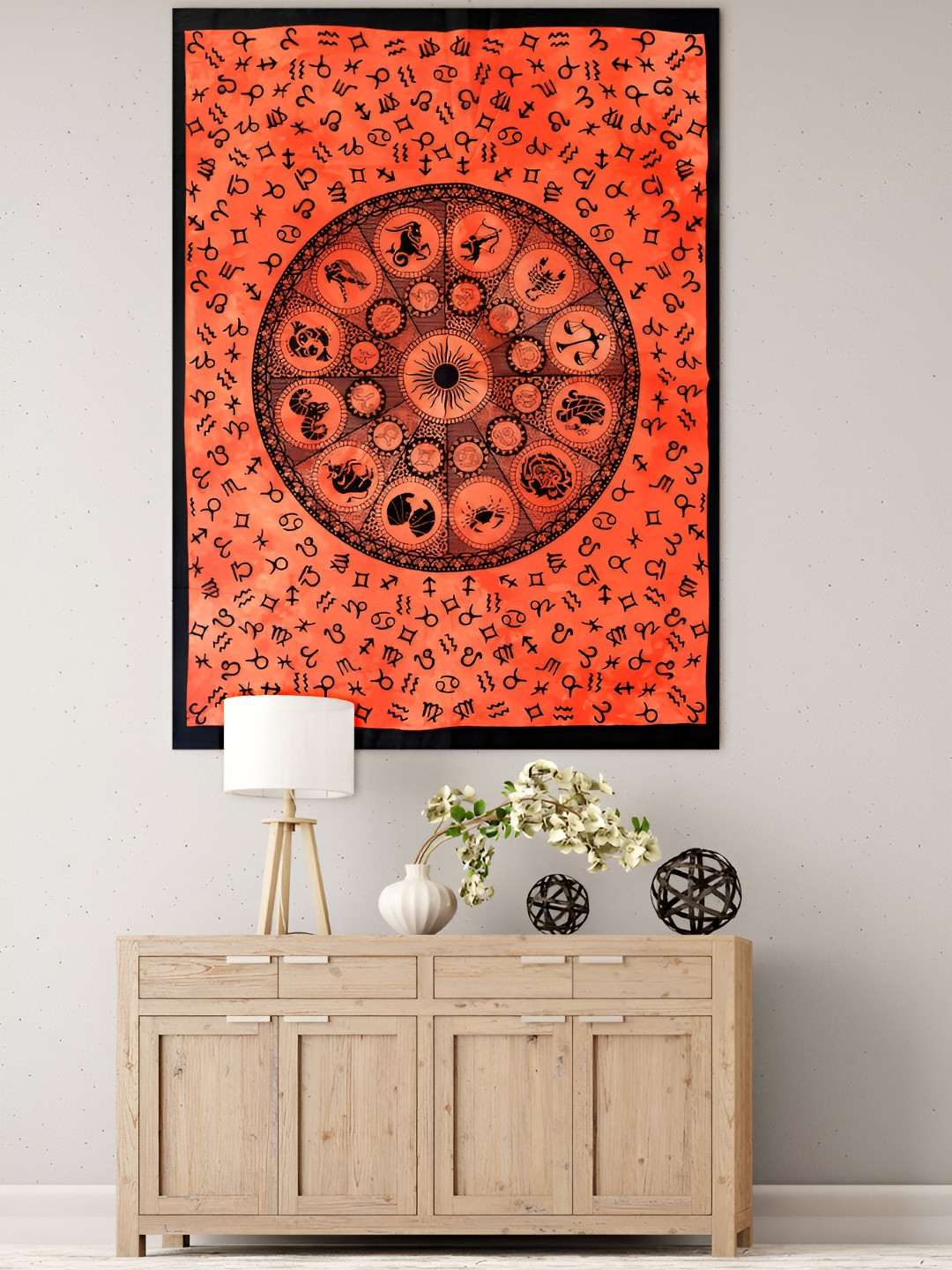 HANDICRAFT PALACE Unisex Astrology Printed Pure Cotton Wall Hanging Tapestry