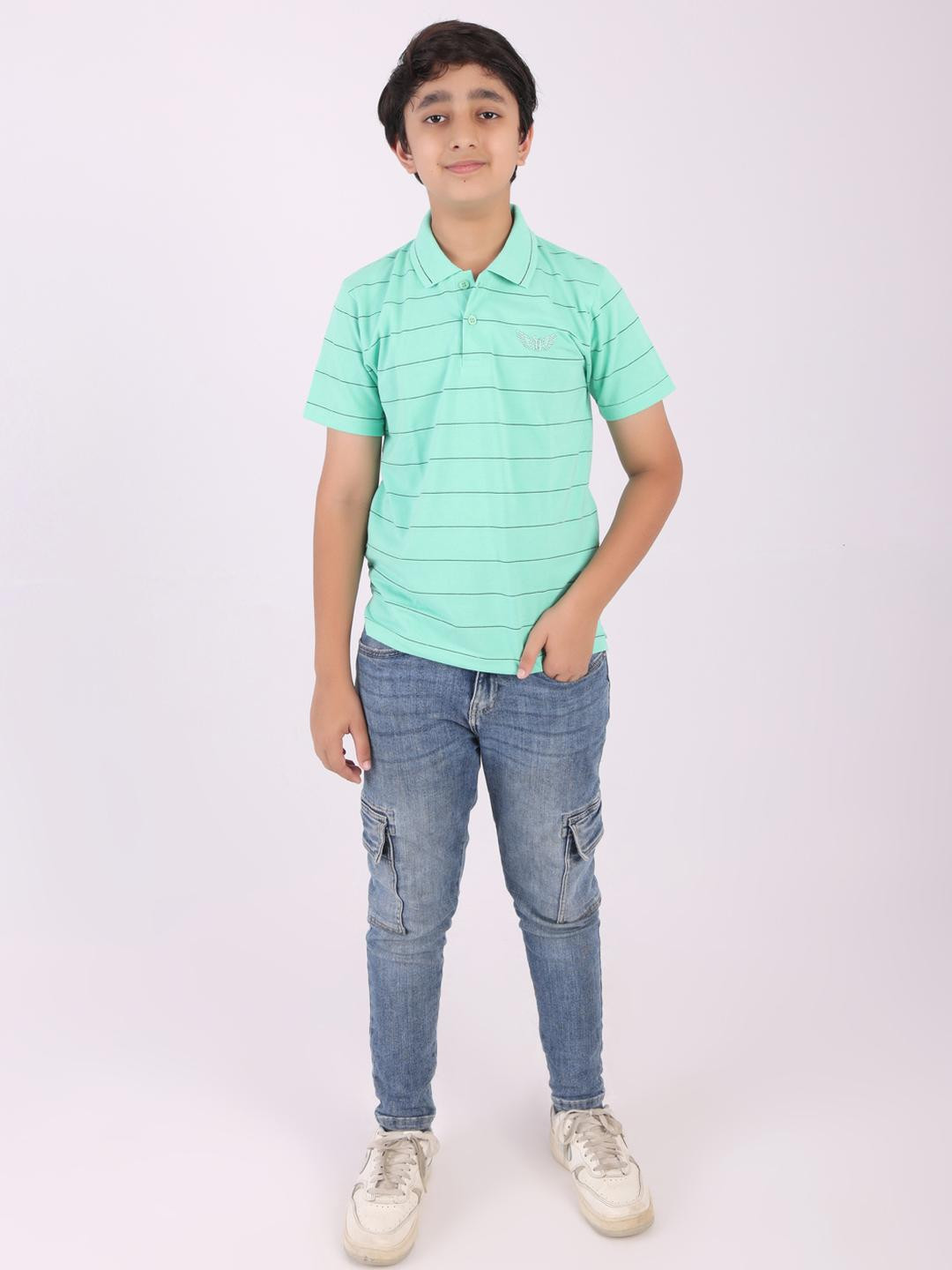 NAMO 9 Kids Boys Blue Polo Collar T-shirt