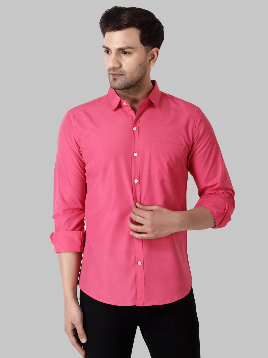 Eleni Trendz Men Pink Cotton Formal Shirts