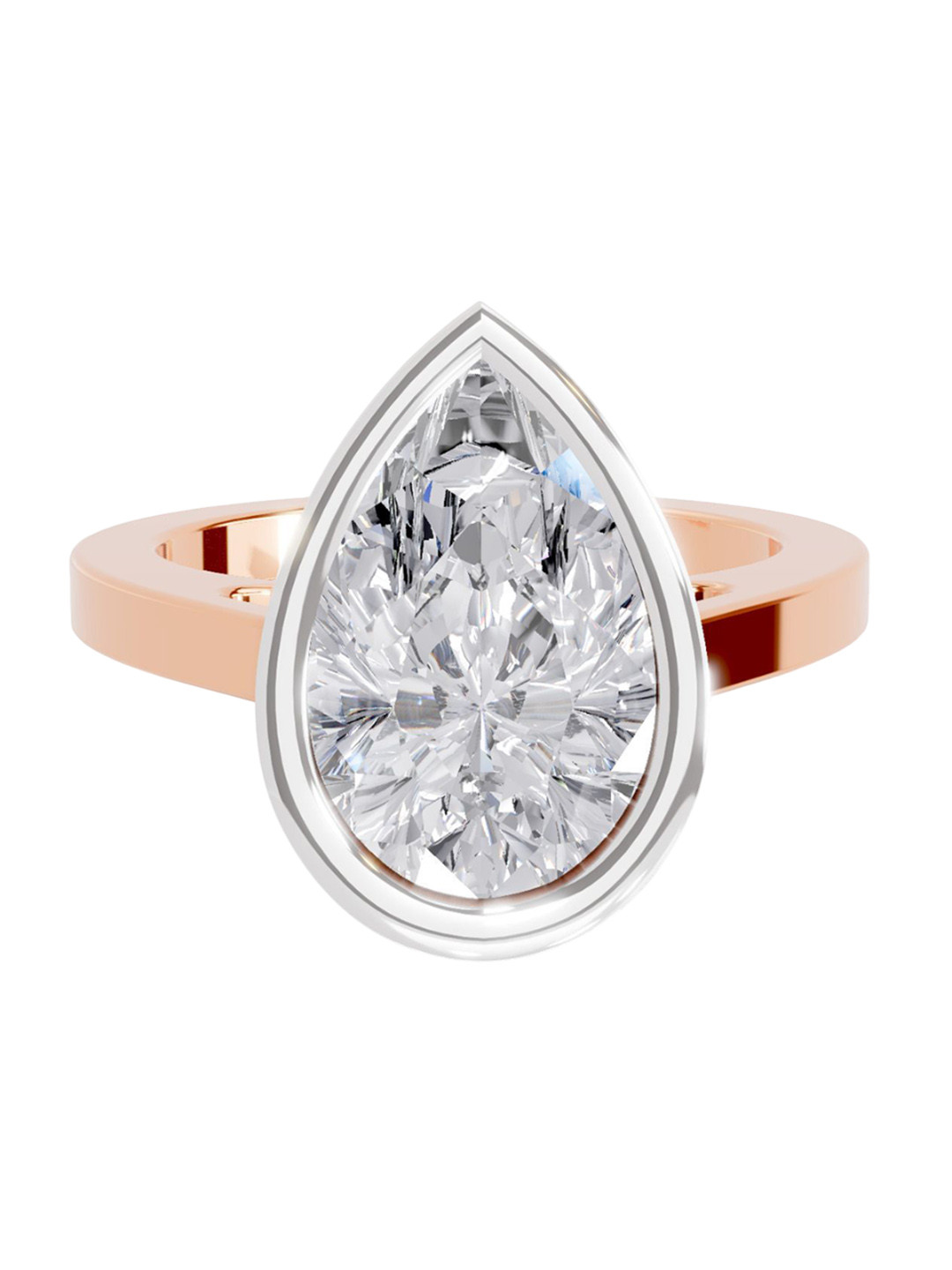 Sparkles 14K Rose Gold Lab Grown Diamond 3 Carat Pear Shape Diamond Ring