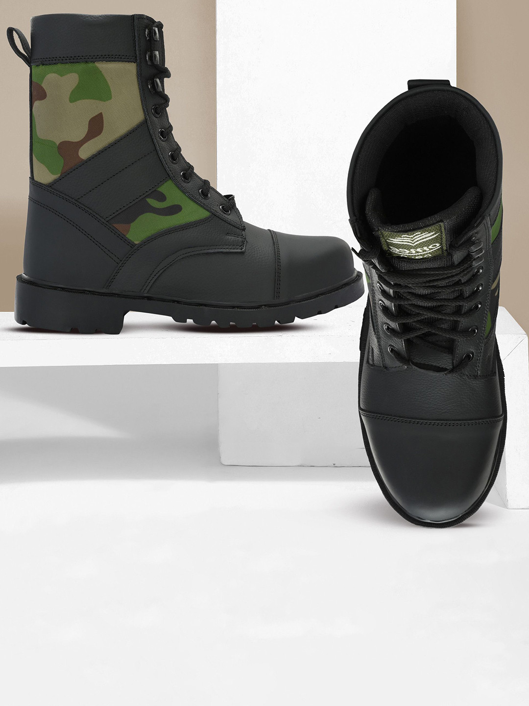 OMEE GOLD Men Genuine Leather NCC Military Army Long Dms combat Boots