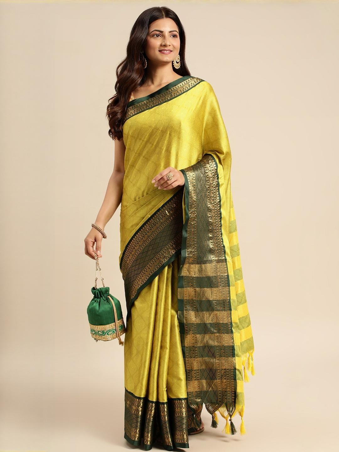 KALINI Olive Silk Cotton Woven Design Sarees