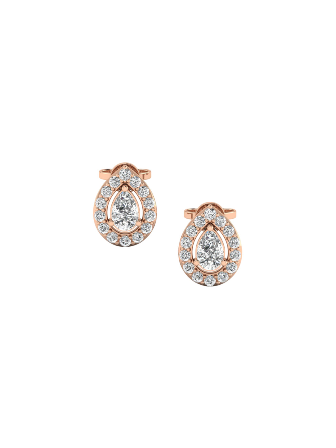 SHINE ETERNAL 18 Kt Rose Gold Lab Grown Diamond Pear Halo Earrings