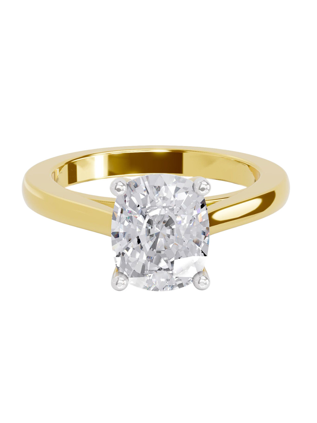 Sparkles 14K Yellow Gold Lab Grown Diamond 3 Carat Cushion Shape Diamond Ring