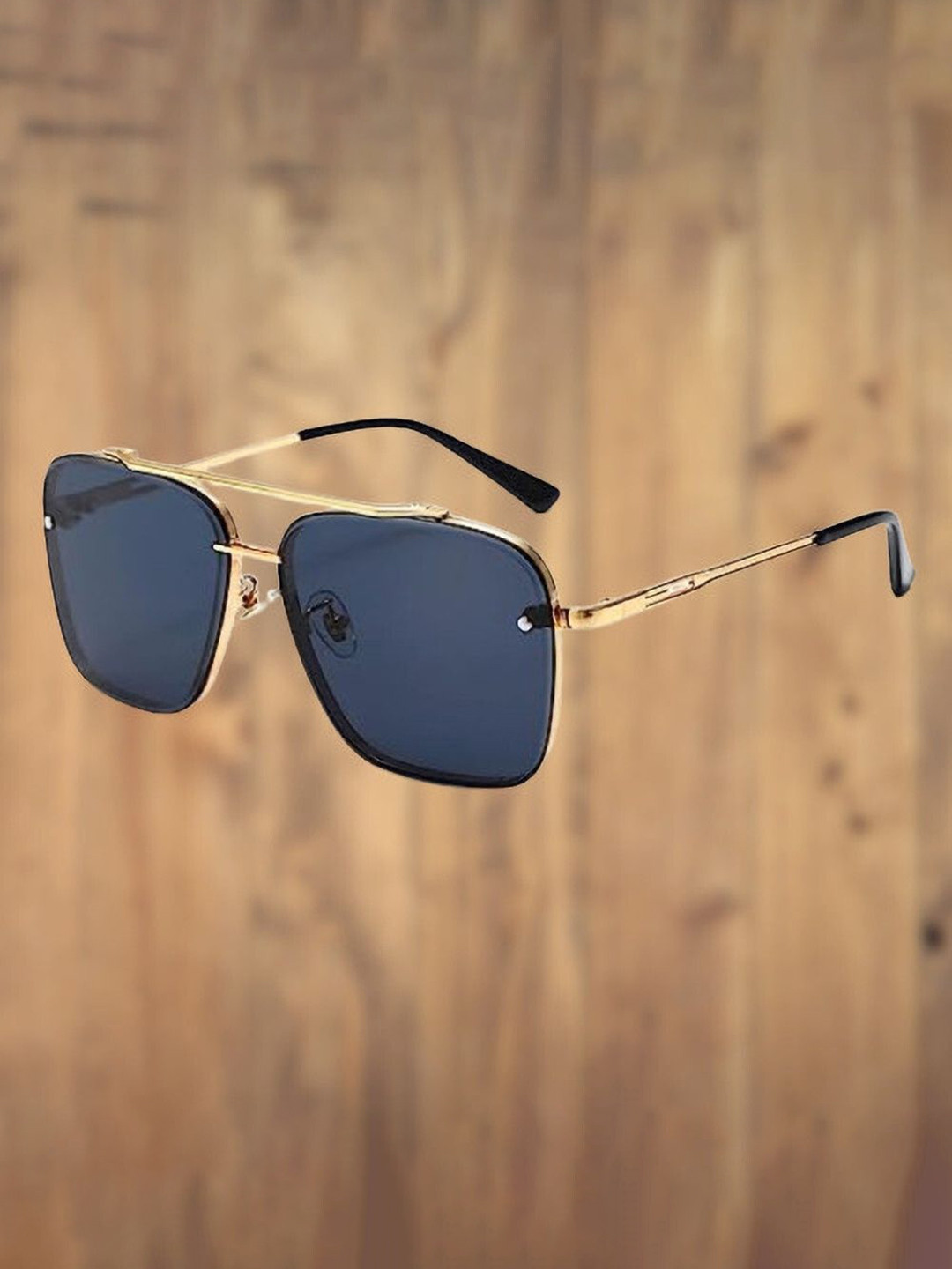 SPADEACES Men Square Sunglasses with UV Protected Lens ROCK GOLD BLACK -04_g