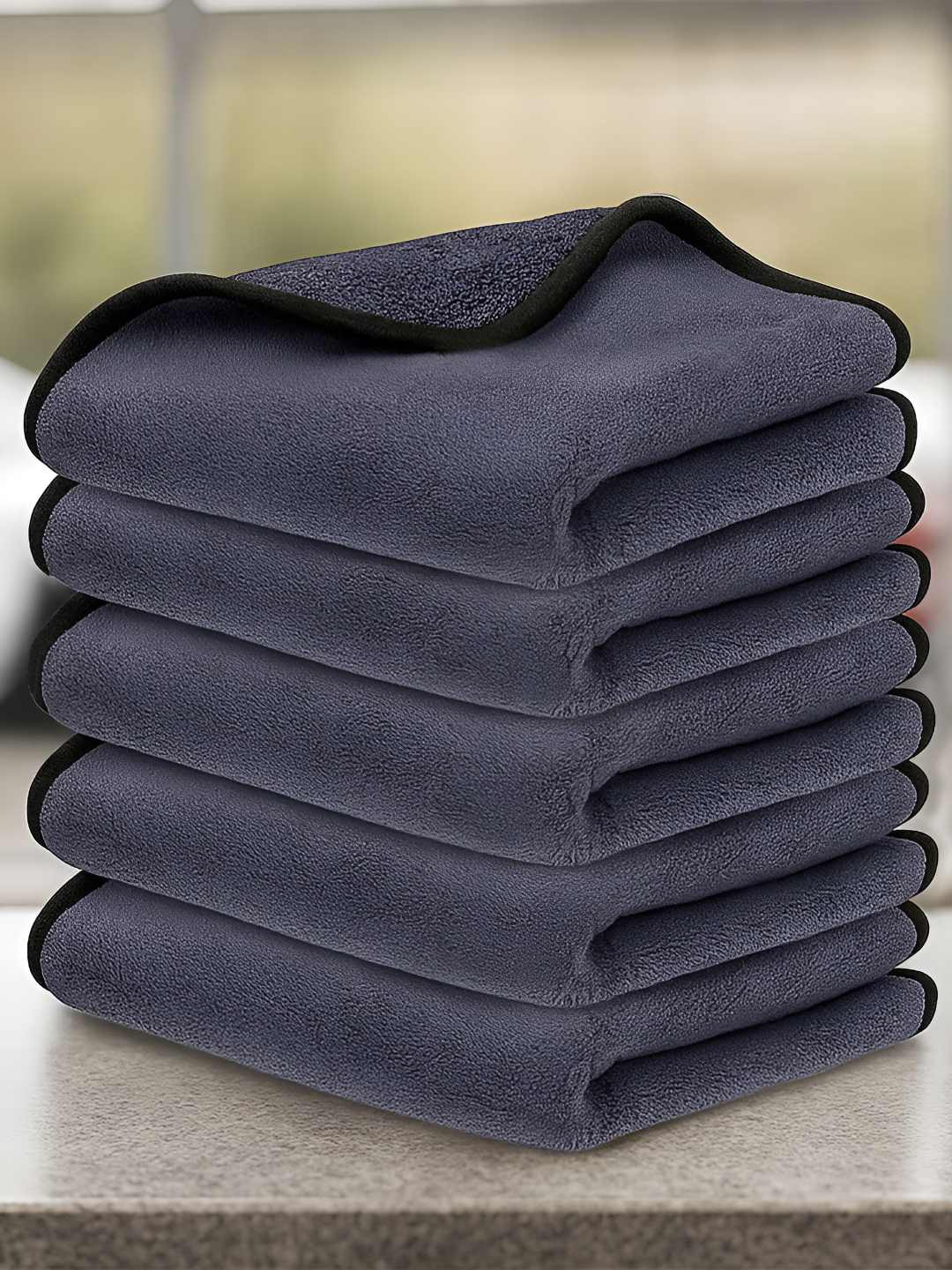 Story@home Grey Pack of 5  Microfiber Solid Cleaning Cloth